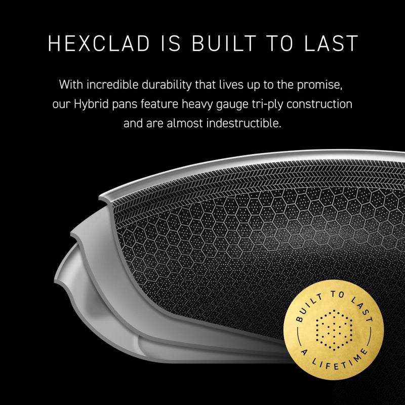 HexClad Hybrid Nonstick 12-Inch Frying Pan, Stay-Cool Handle, Dishwasher-Friendly, Oven-Safe Up to 900Â°F, Induction Ready, Compatible with All Cooktops - Image 5